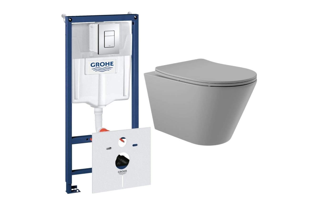 Комплект инсталляции GROHE Rapid SL 38775001 с унитазом Aqueduto CONE CON0130 и сиденьем с микролифтом (NW0236)