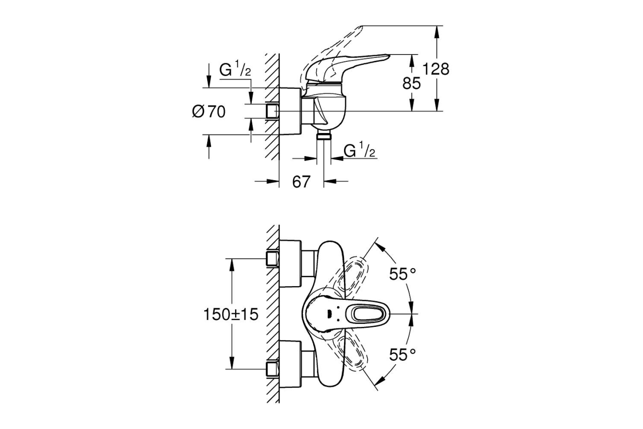Смеситель для душа GROHE Eurostyle, хром (33590003)
