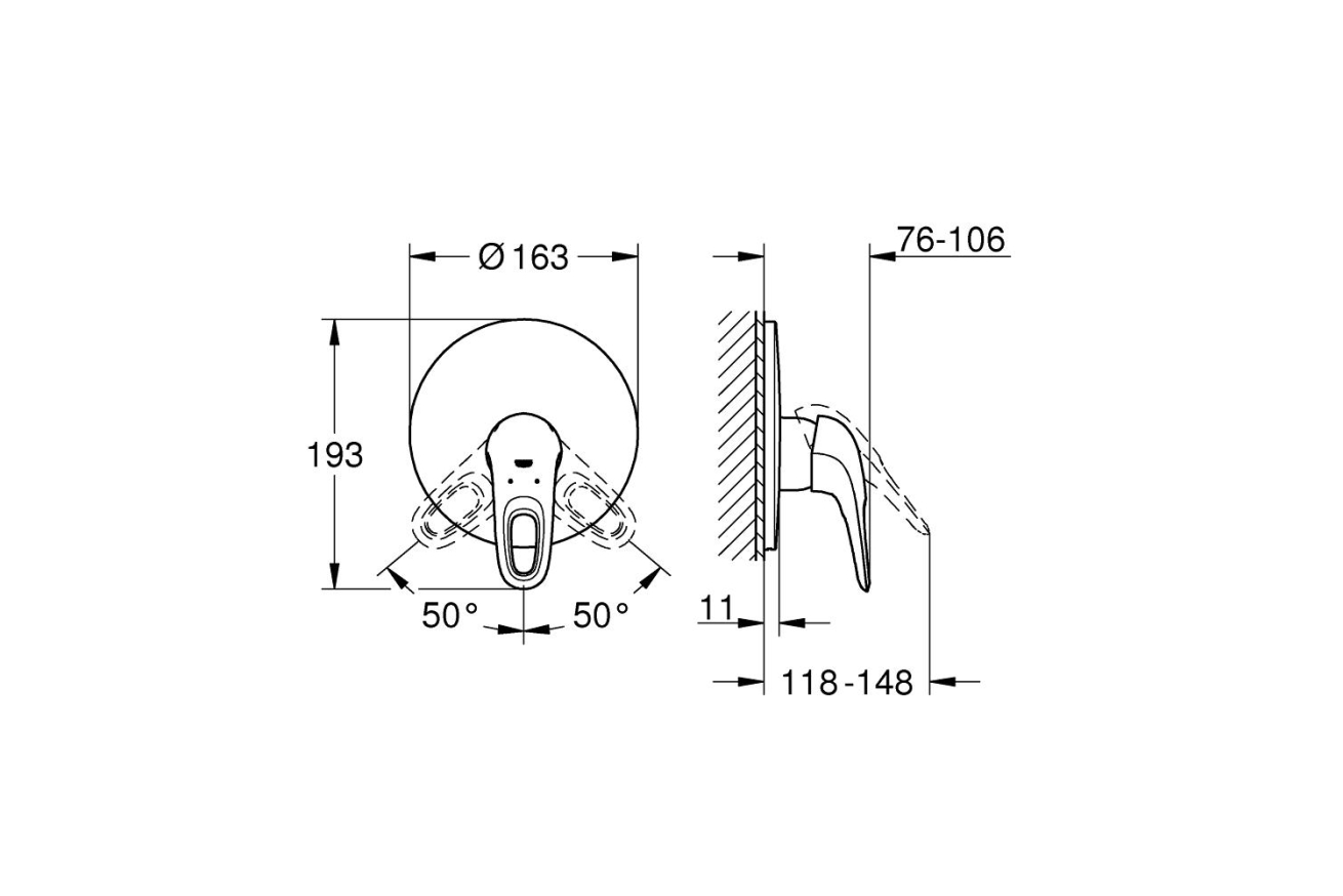 Внешняя часть смесителя для душа GROHE Eurostyle, белая луна (19507LS3)