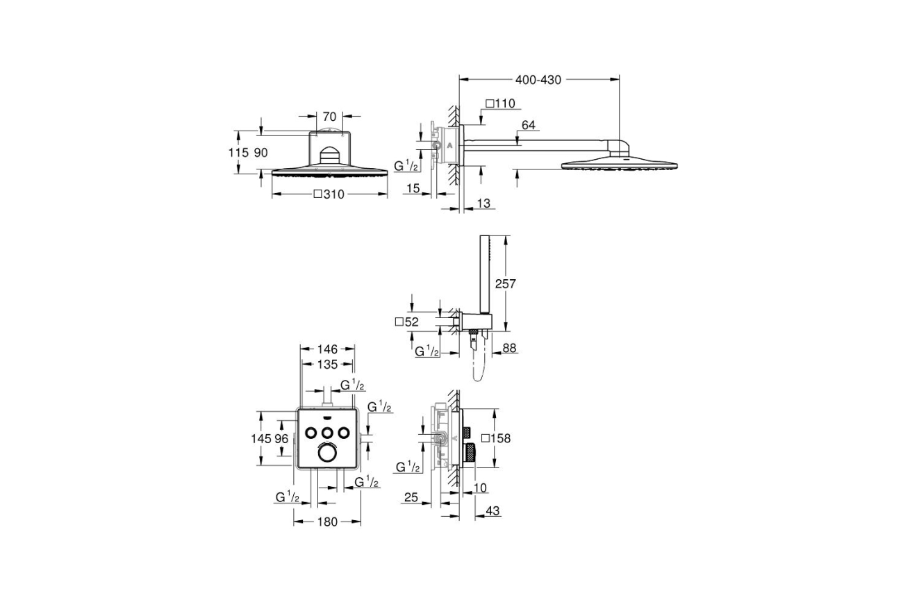 Душевая система GROHE Grohtherm SmartControl с термостатом для душа, хром (34706000)