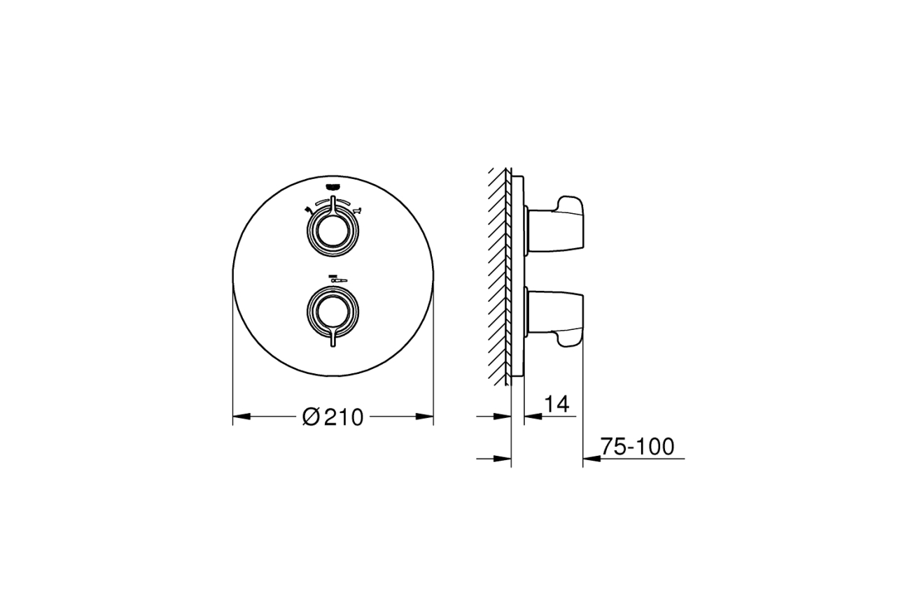 Внешняя часть термостата для ванны GROHE Grohtherm Special, хром (29095000)