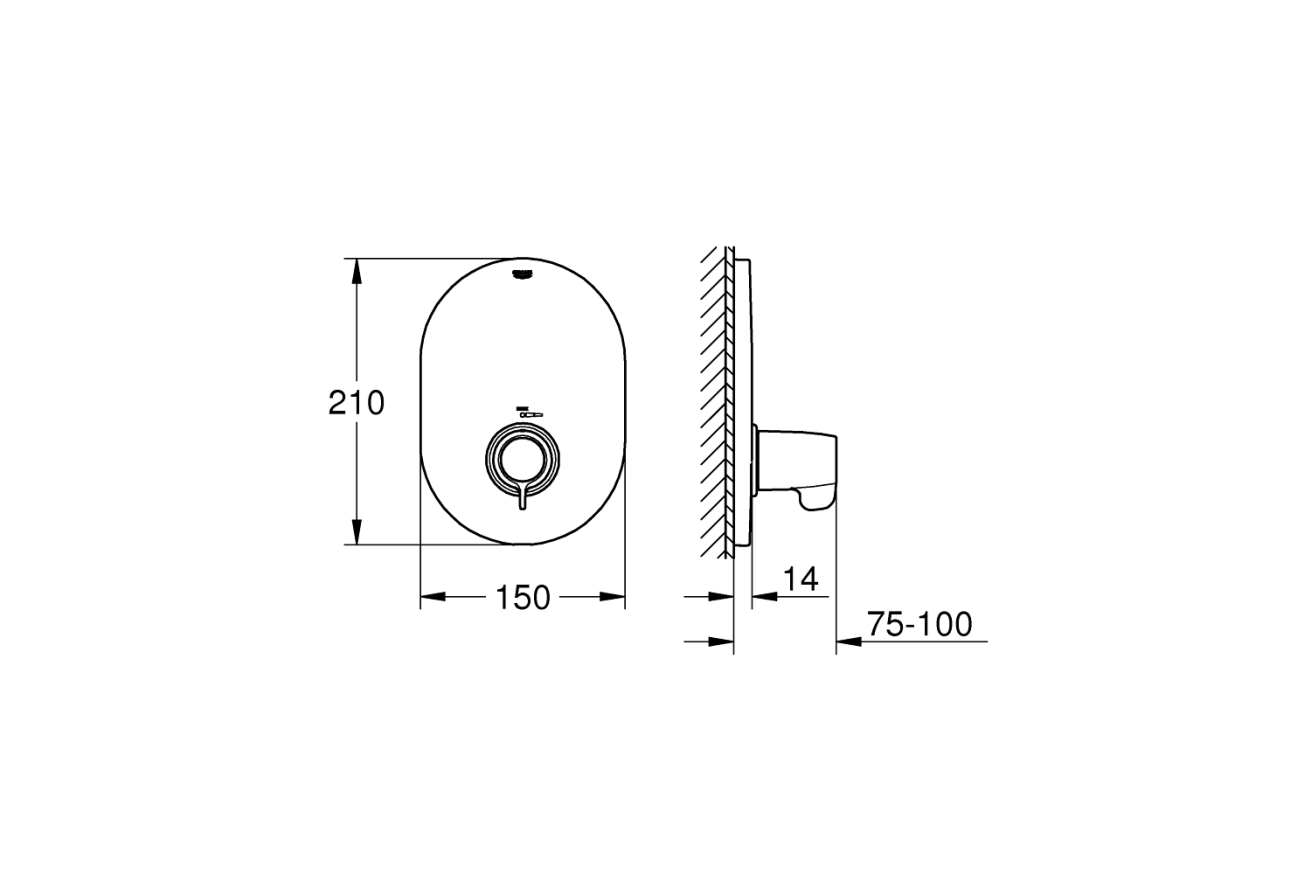 Внешняя часть центрального термостата GROHE Grohtherm Special, хром (29096000)