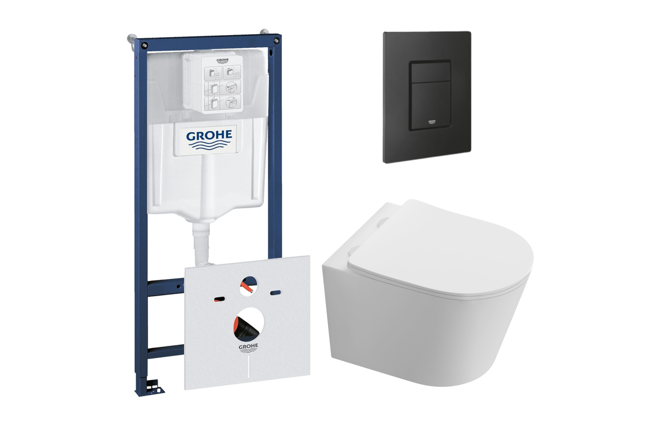 Комплект инсталляции GROHE Solido 38811KF0 с унитазом Aquatek ТАУРУС AQ1580T-00 и сиденьем с микролифтом (NW0352)