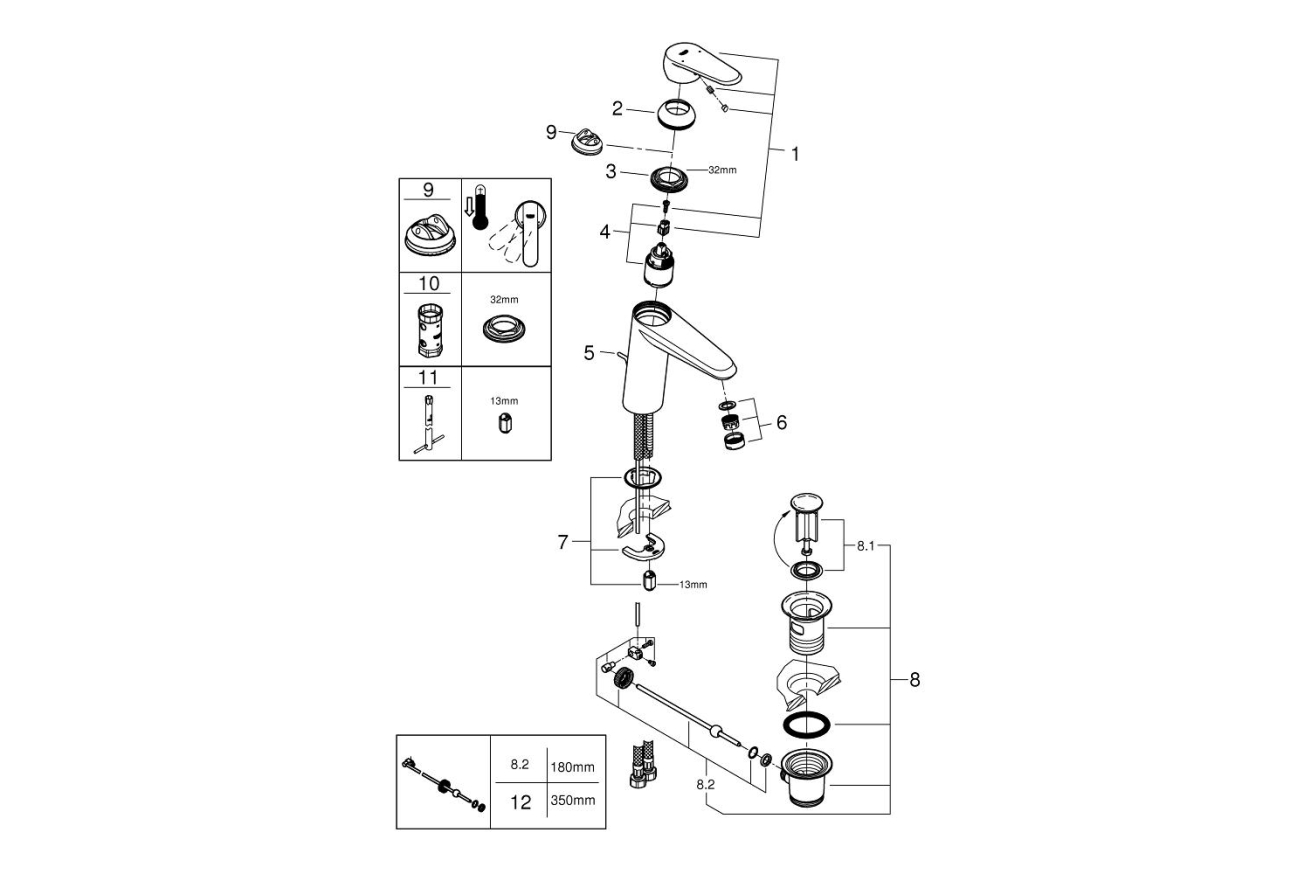 Смеситель для раковины GROHE Eurodisc Cosmopolitan, M-Size, хром (23448002)
