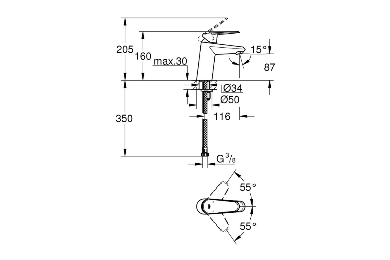 Смеситель для раковины GROHE Eurodisc Cosmopolitan, S-size, хром (3246920E)