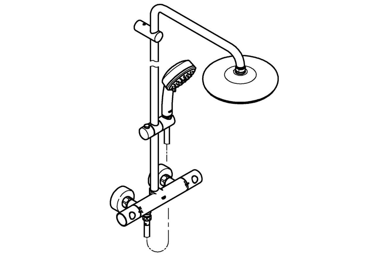 Душевая система GROHE Tempesta Cosmopolitan System 210 с термостатом для душа, хром (27922001)