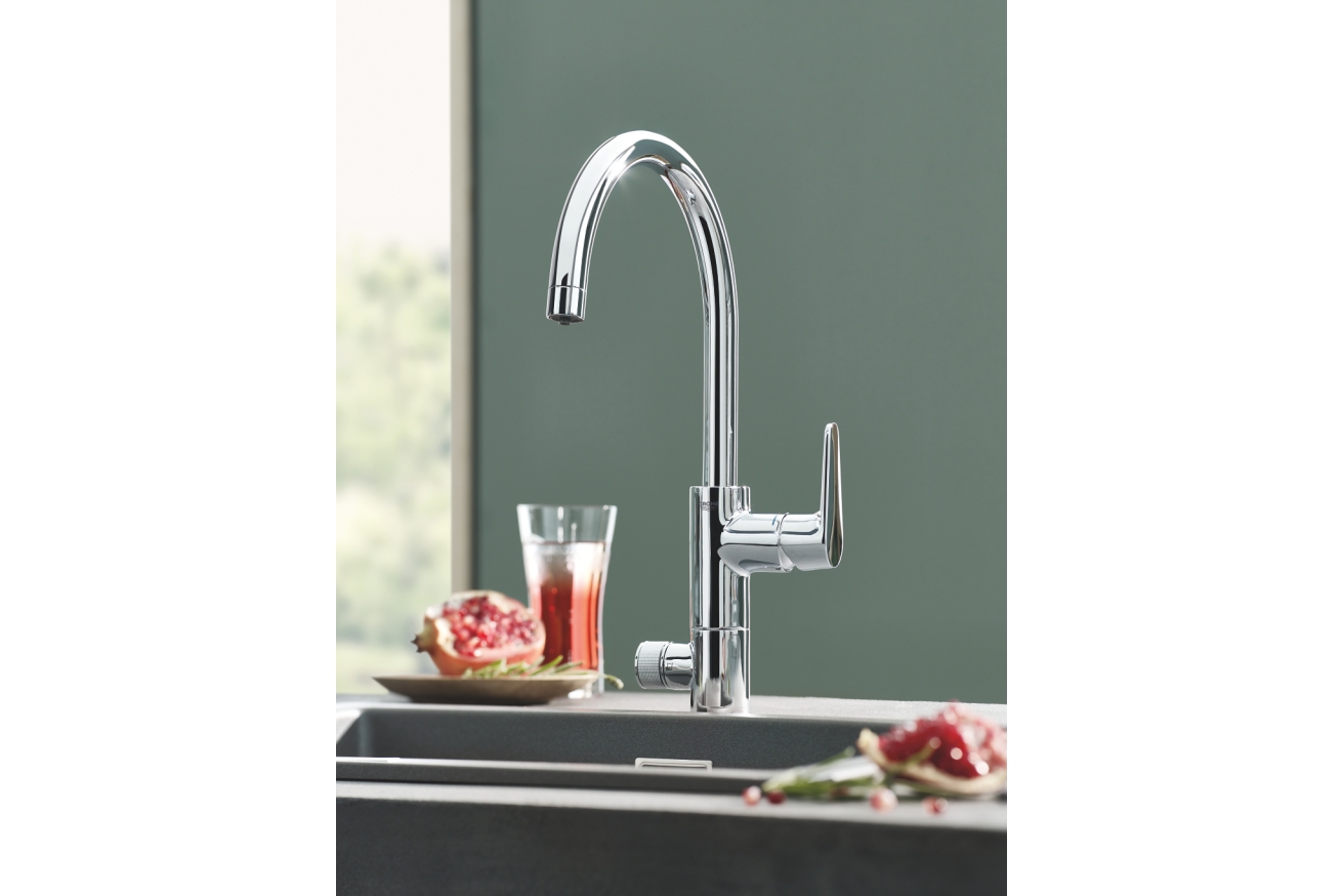Смеситель для кухонной мойки GROHE Blue Pure Eurosmart с функцией фильтрации, с фильтром в комплекте, хром (30386000)