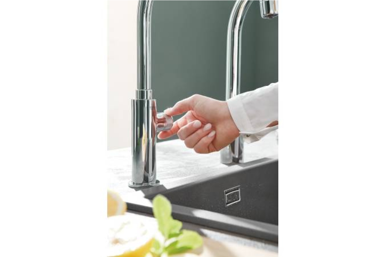 Кран для кухонной мойки GROHE Blue Pure Mono с функцией фильтрации, с фильтром в комплекте, хром (30388000)