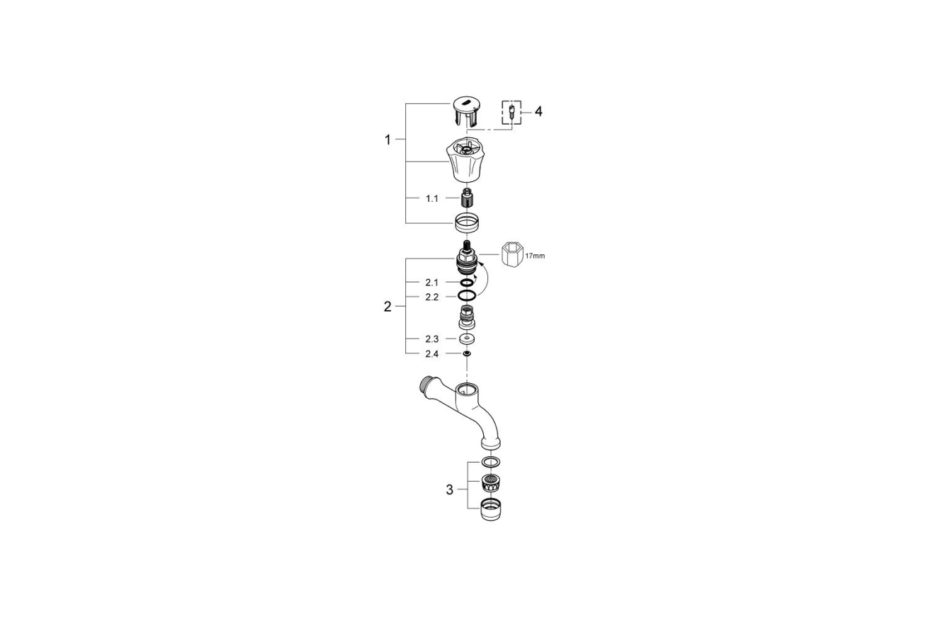 Кран для кухонной мойки GROHE Costa L, без функции смешивания, хром (30098001)