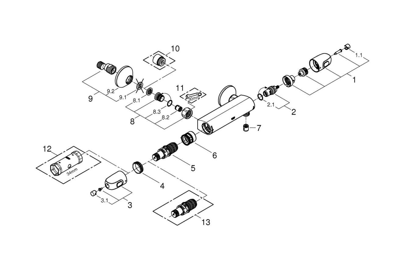 Термостат для душа GROHE Grohtherm 1000, хром (34143003)