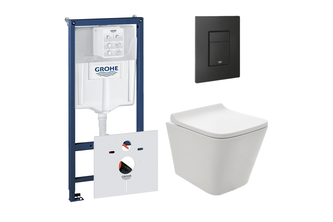 Комплект инсталляции GROHE 38811KF0 с унитазом AQUAme AQM2004 и сиденьем с микролифтом (NW0174)