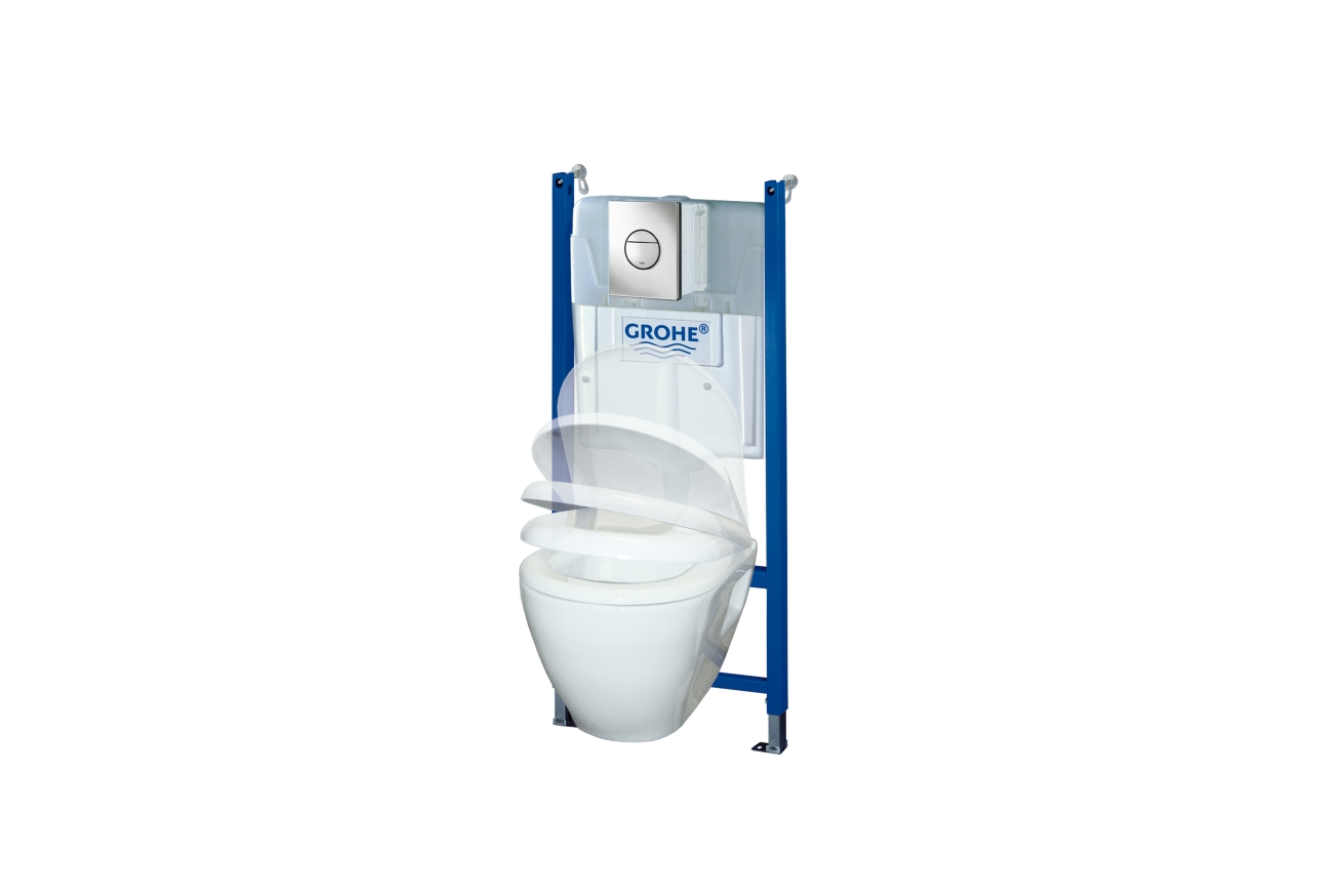 Комплект инсталляции GROHE Solido Compact, набор 4 в 1 с подвесным унитазом Lecico Serel и сиденьем (38950000)