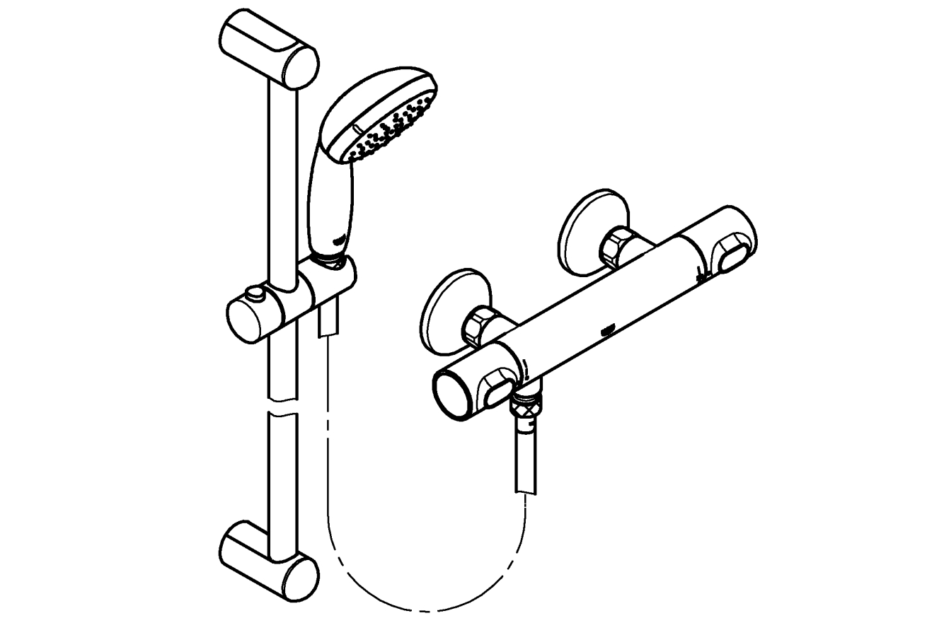 Термостат для душа GROHE Grohtherm 500 с душевым гарнитуром, хром (34796000)