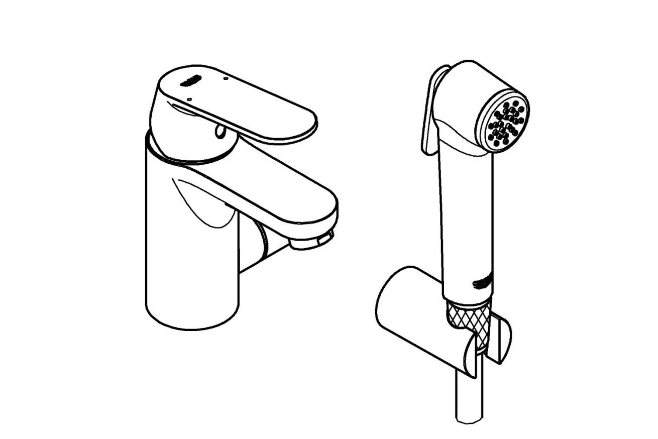 Смеситель для раковины GROHE Eurosmart Cosmopolitan с гигиеническим душем, S-size, хром (23950000)
