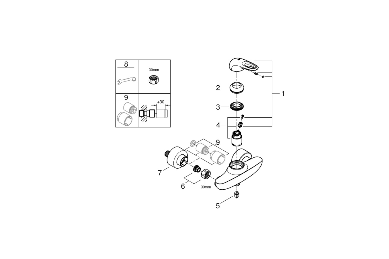 Смеситель для душа GROHE Eurostyle, белая луна (33590LS3)