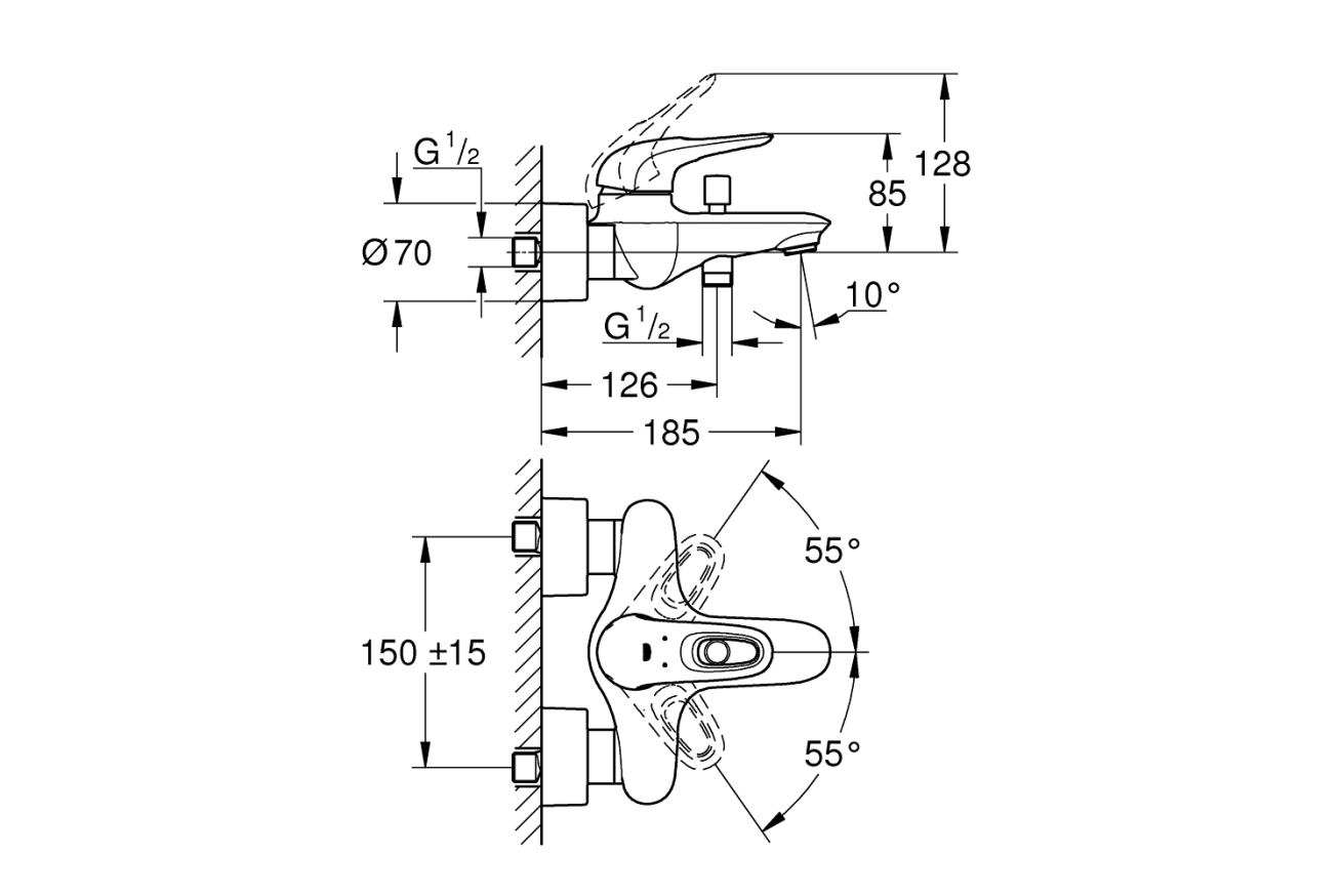 Смеситель для ванны GROHE Eurostyle, хром (33591003)