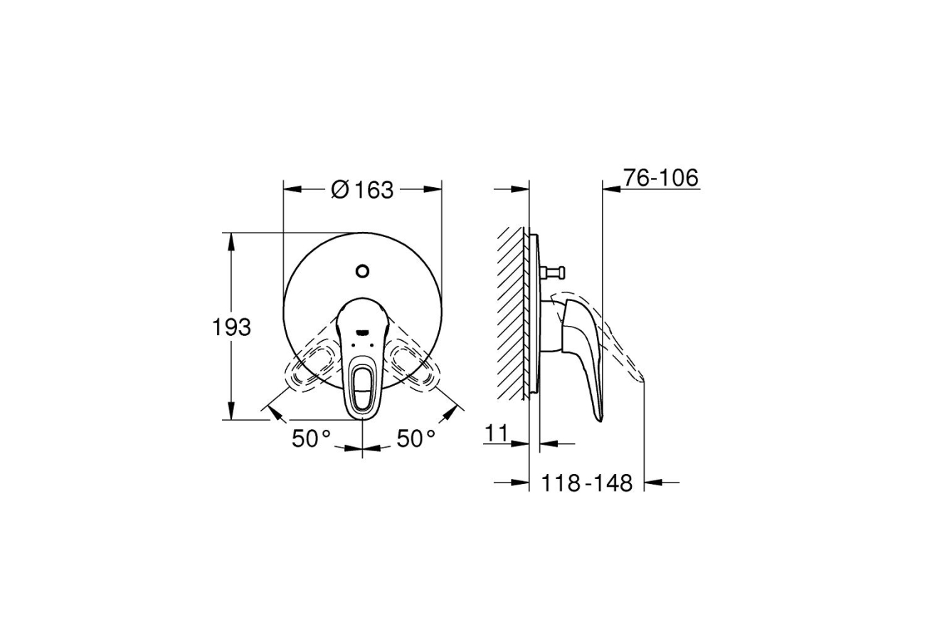 Внешняя часть смесителя для ванны GROHE Eurostyle, белая луна (19506LS3)