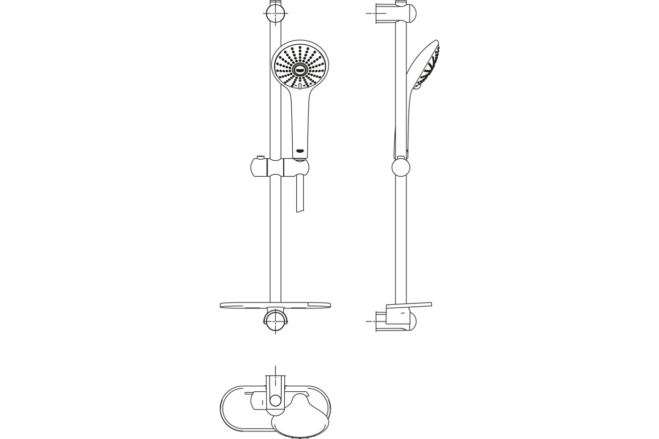 Душевой гарнитур GROHE Euphoria 110 Massage с мыльницей, 3 режима струи, душевая штанга 600 мм, 16,6 л/мин, хром (27231001)