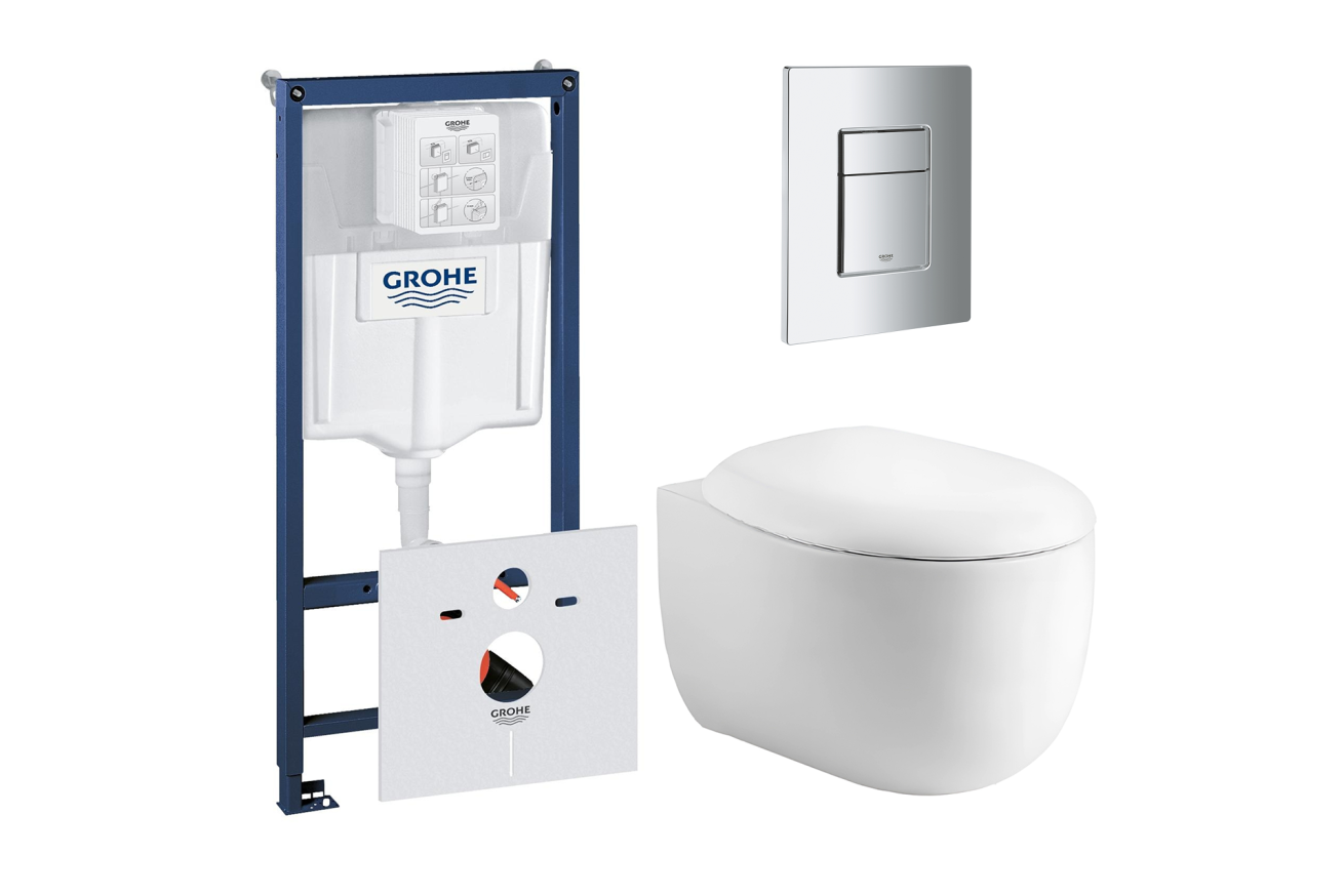 Комплект инсталляции GROHE 38775001 с унитазом Aquatek АЛЬТАИР и сиденьем с микролифтом (NW0149)