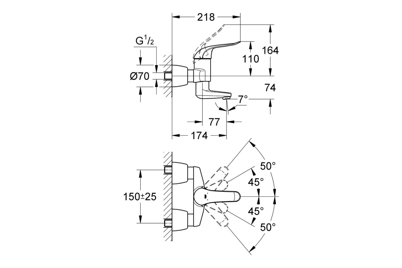 Смеситель для раковины GROHE Euroeco Special, хром (32768000)