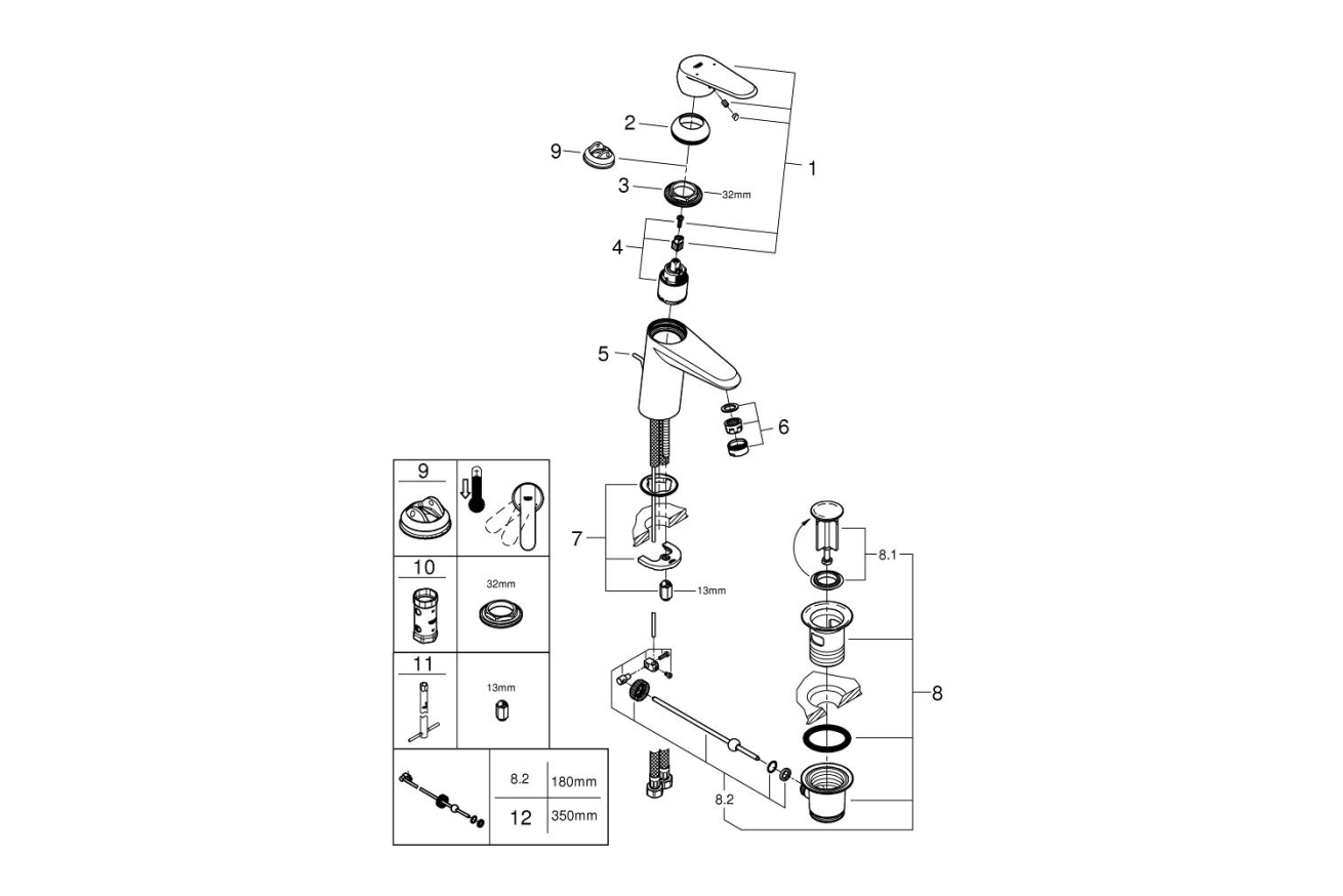 Смеситель для раковины GROHE Eurodisc Cosmopolitan, S-Size, хром (33190002)