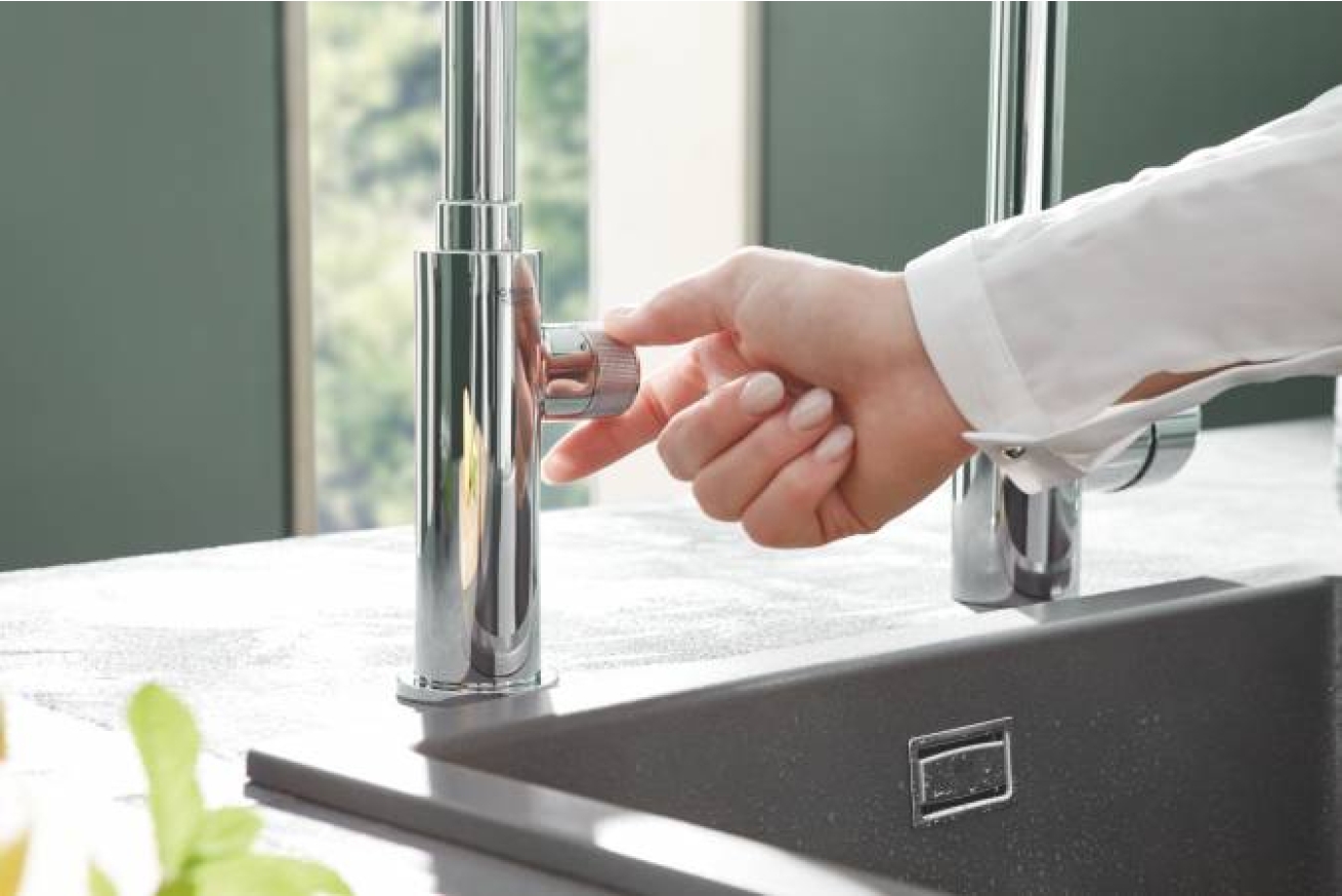 Кран для кухонной мойки GROHE Blue Pure Mono с функцией фильтрации, с фильтром в комплекте, хром (30388000)