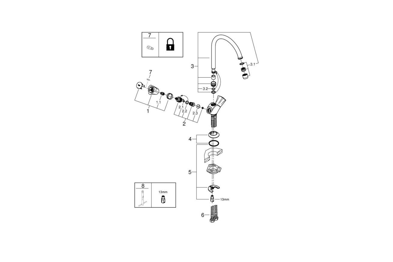Смеситель для кухни GROHE Costa L, хром (31831001)