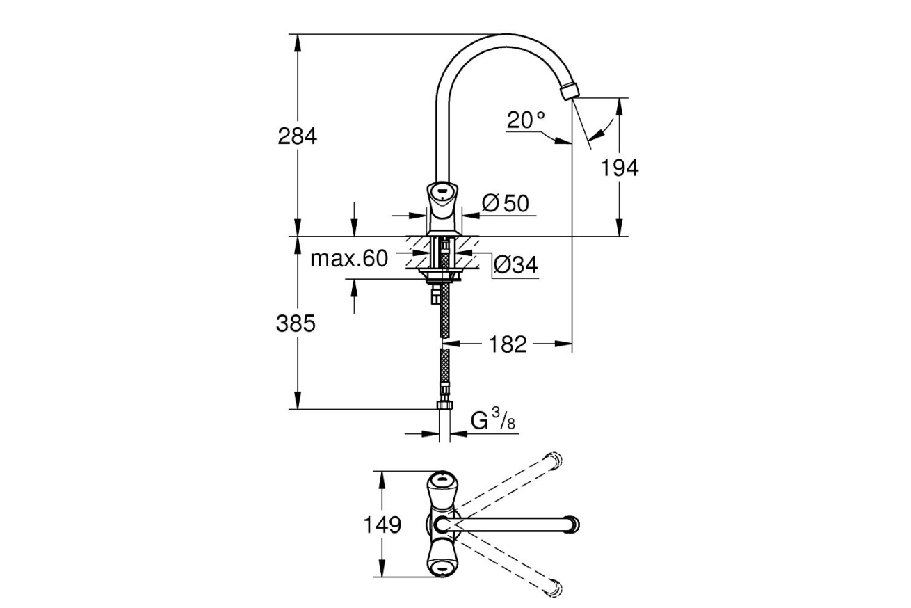Смеситель для кухни GROHE Costa S, хром (31819001)