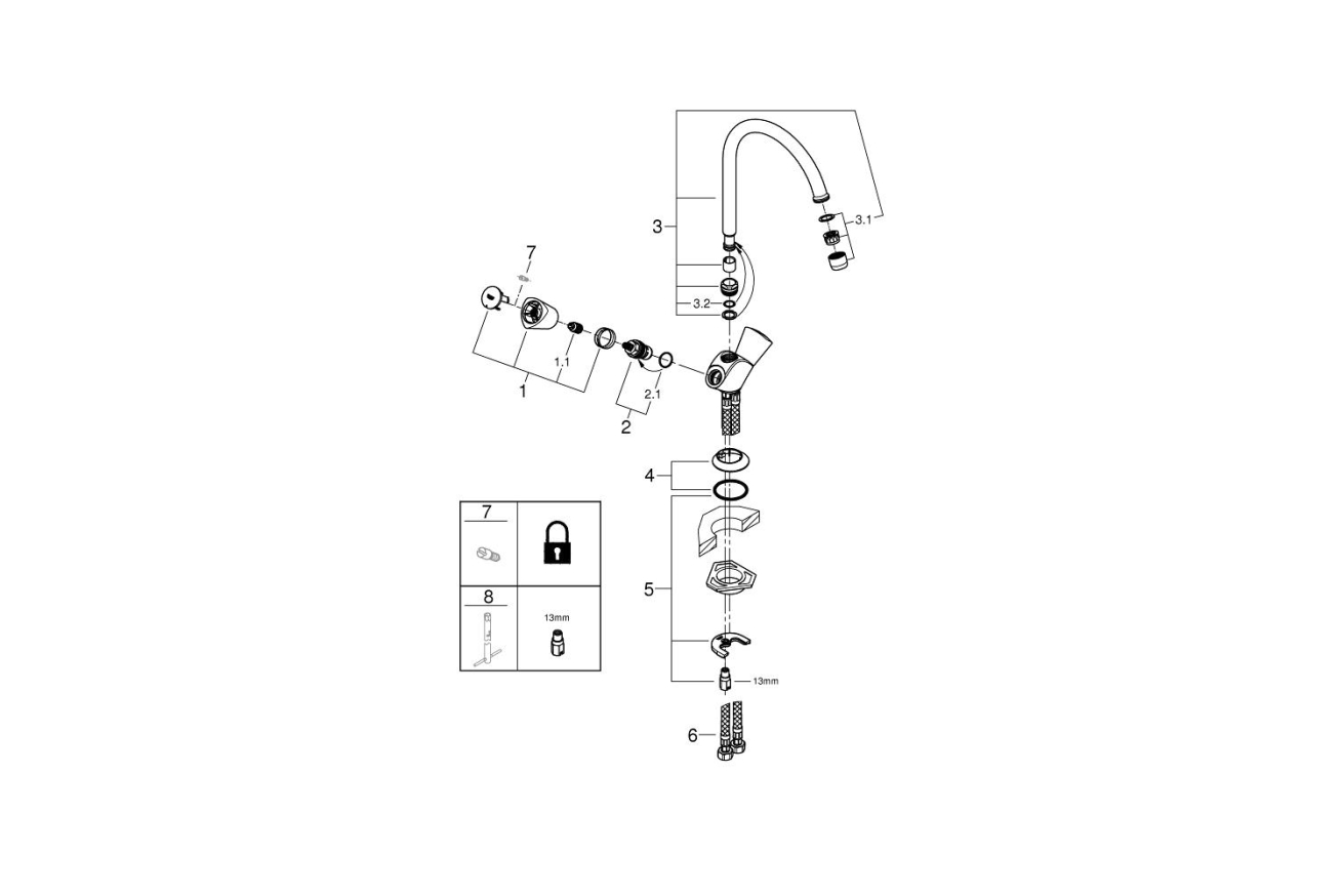 Смеситель для кухни GROHE Costa S, хром (31819001)