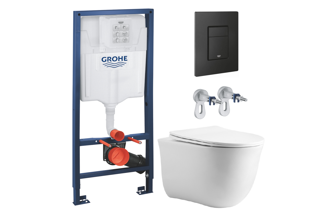 Комплект инсталляции GROHE Solido 38811KF0 с унитазом Aquatek КЛАССИК AQ1112T-00 и сиденьем с микролифтом (NW0262)