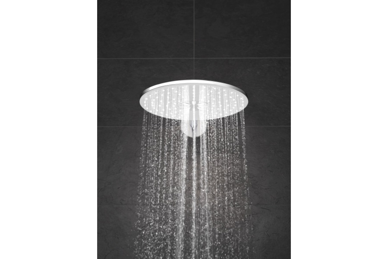 Верхний душ GROHE Rainshower 310 SmartActive с душевым кронштейном, 2 режима, 430 мм, белая луна (26475LS0)