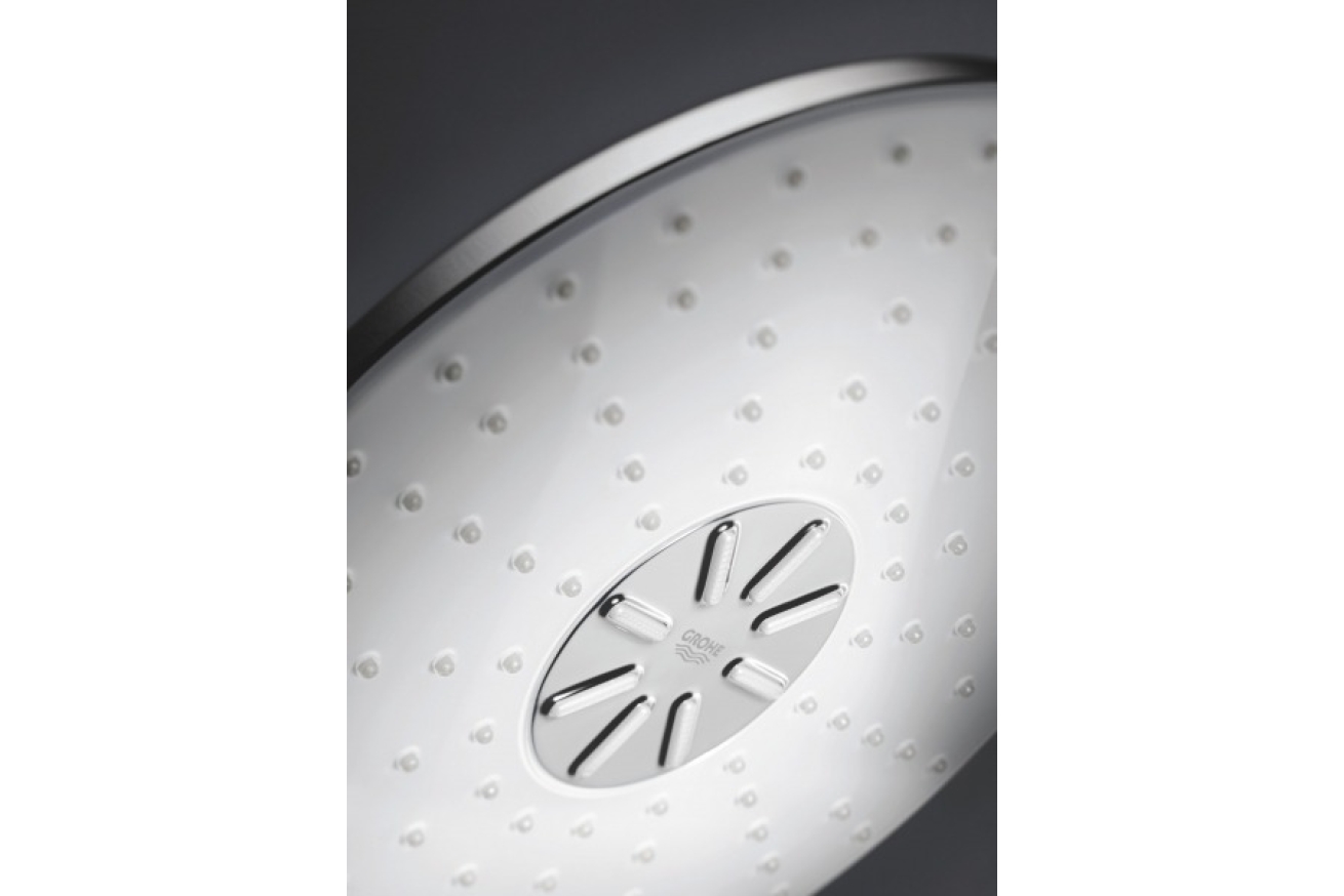 Верхний душ GROHE Rainshower 310 SmartActive с душевым кронштейном, 2 режима, 430 мм, белая луна (26475LS0)