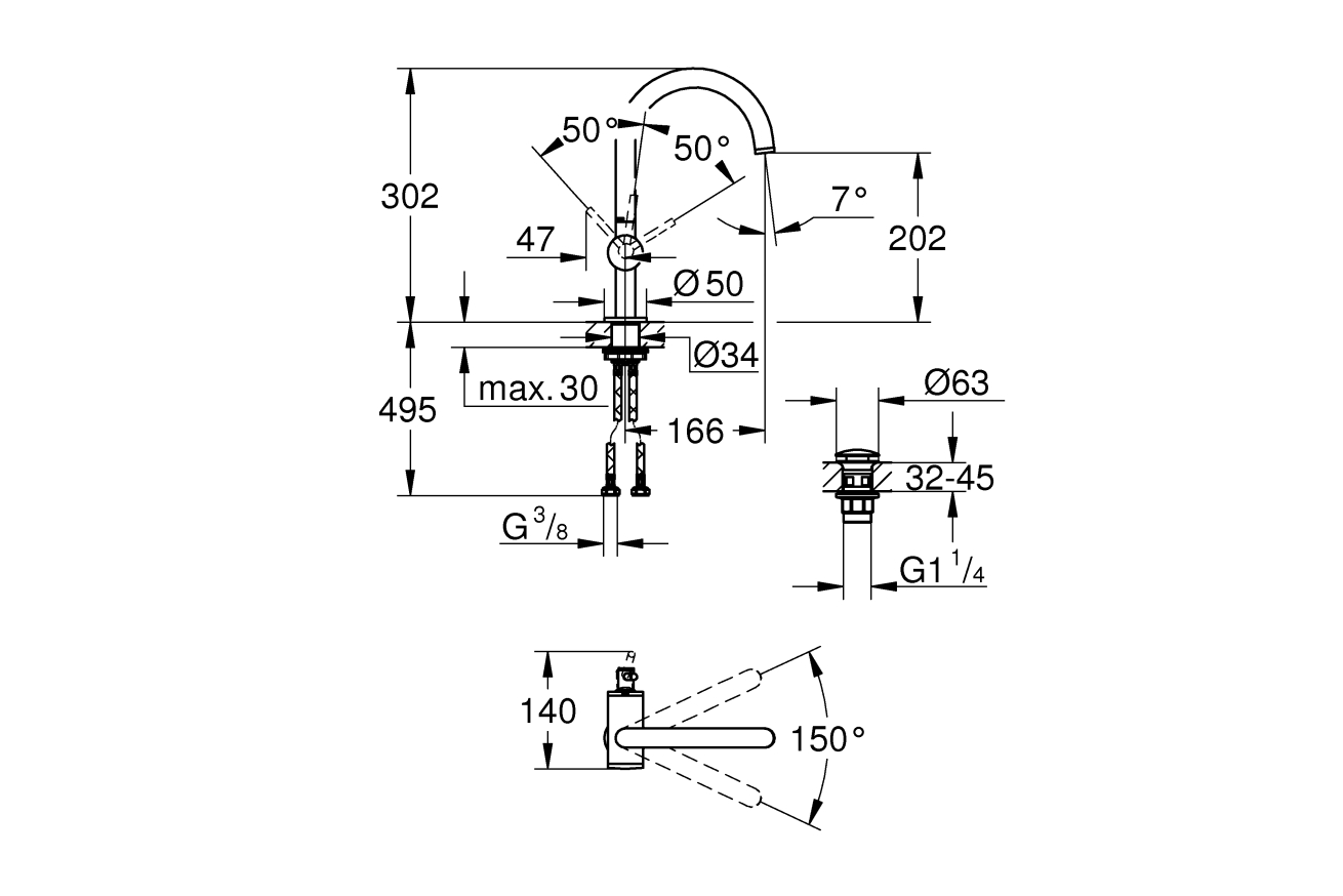 Смеситель для раковины GROHE Atrio, хром (32042003)