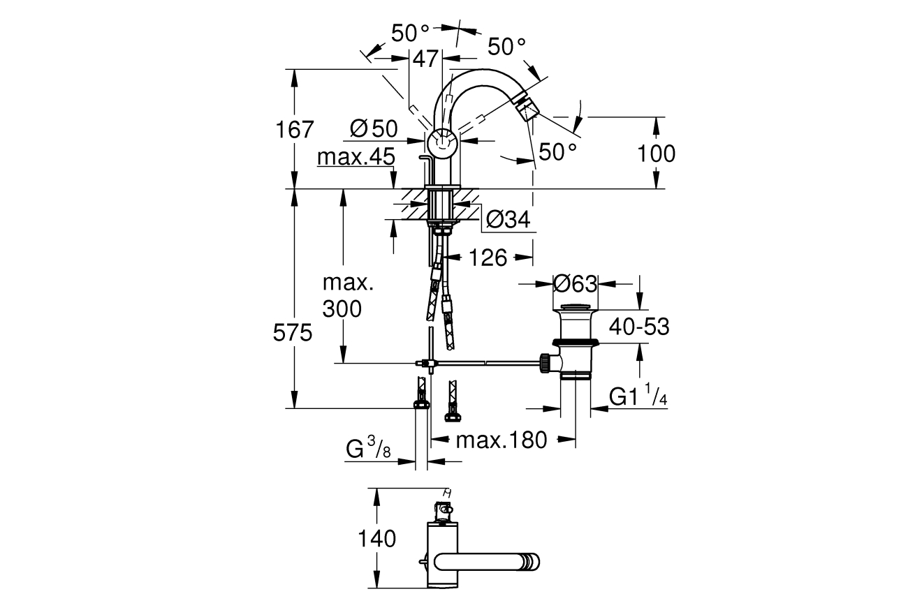 Смеситель для биде GROHE Atrio с донным клапаном, хром (32108003)