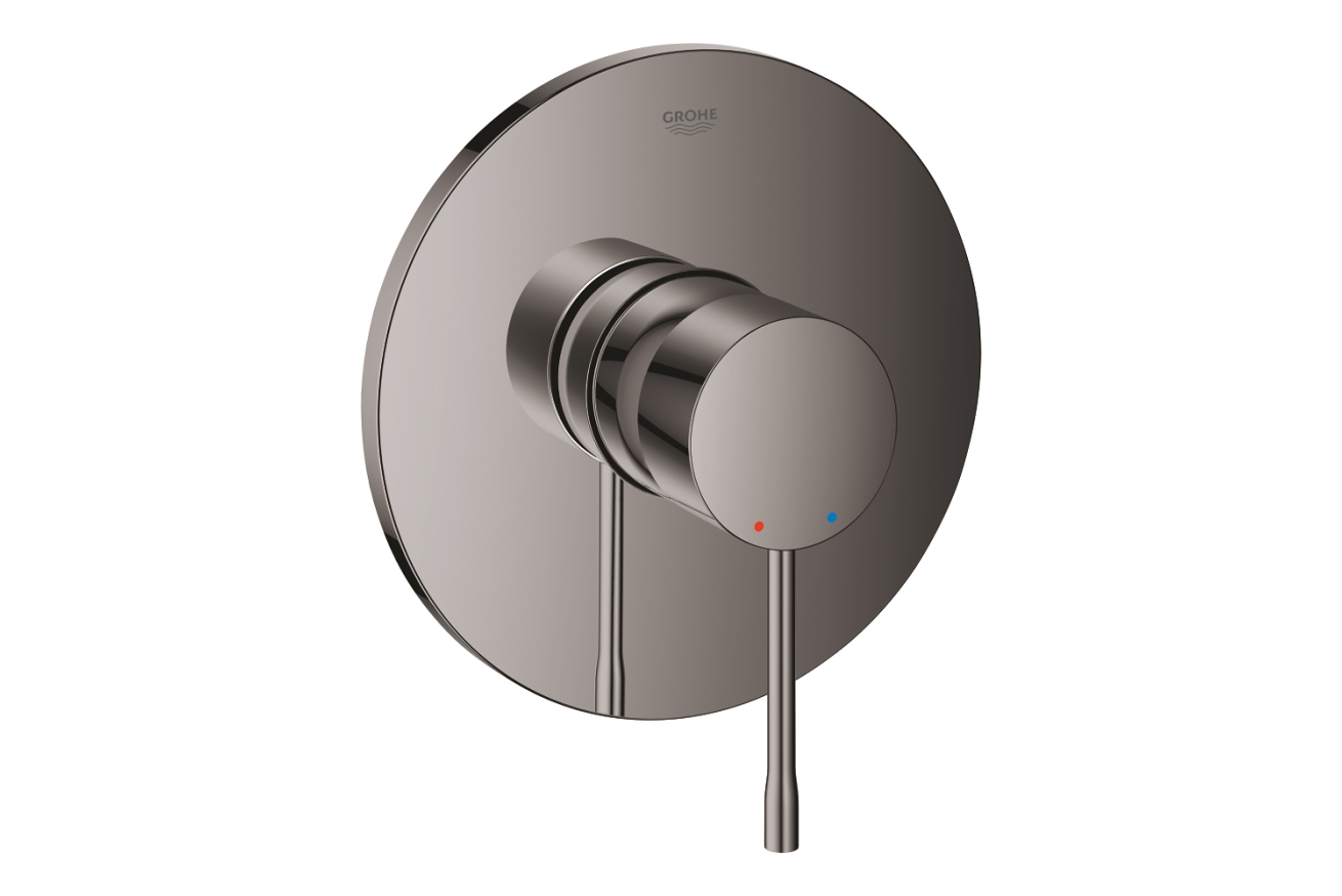 Внешняя часть смесителя для душа GROHE Essence скрытого монтажа, круглая, темный графит глянец (24168A01)