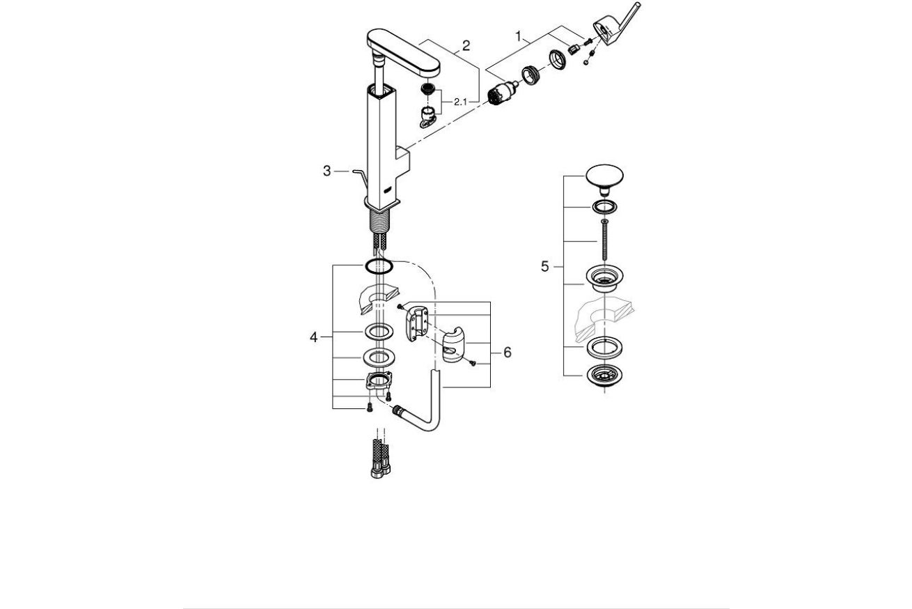 Смеситель для раковины GROHE Plus, L-size, хром (23844003)