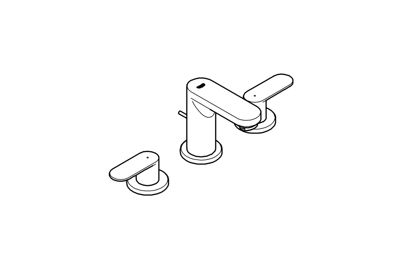 Смеситель для раковины GROHE Eurosmart Cosmopolitan на 3 отверстия, S-size, хром (20187000)