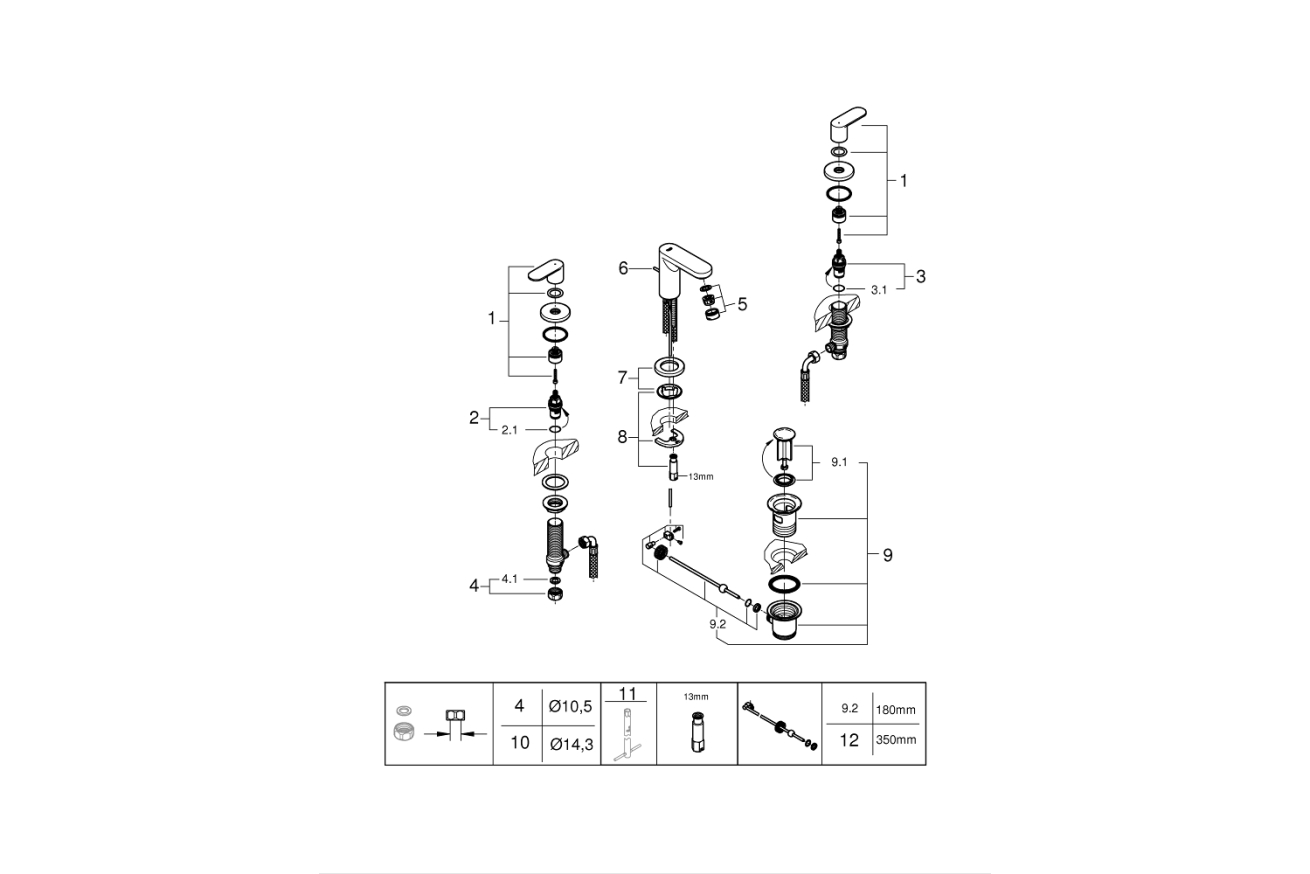 Смеситель для раковины GROHE Eurosmart Cosmopolitan на 3 отверстия, S-size, хром (20187000)