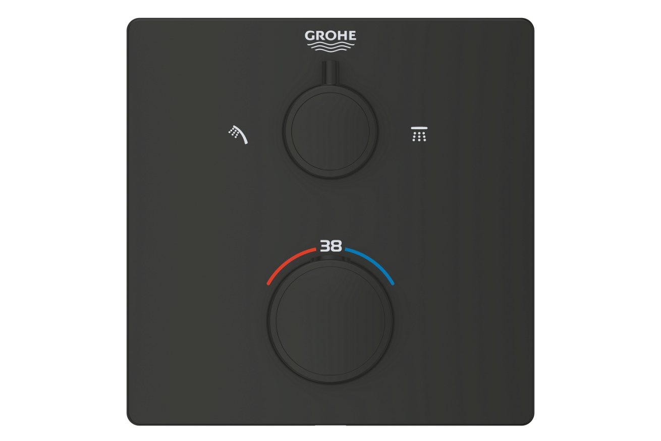 Внешняя часть термостата для душа GROHE Grohtherm на 2 потребителя, матовый черный (1022092430)