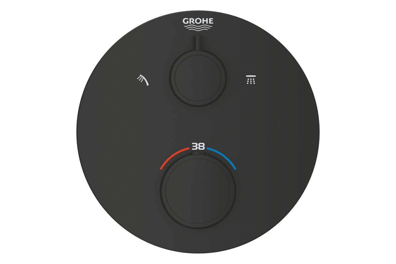 Внешняя часть термостата для душа GROHE Grohtherm на 2 потребителя, круглая, матовый черный (1022082430)