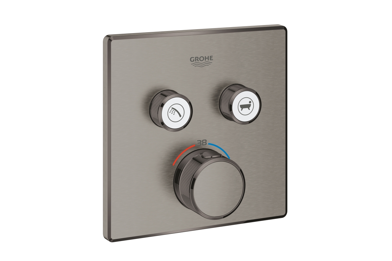 Внешняя часть термостата для ванны и душа GROHE Grohtherm SmartControl на 2 потребителя, темный графит матовый(29124AL0)