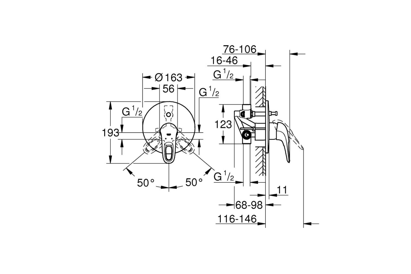 Смеситель для ванны GROHE Eurostyle, хром (33637003)