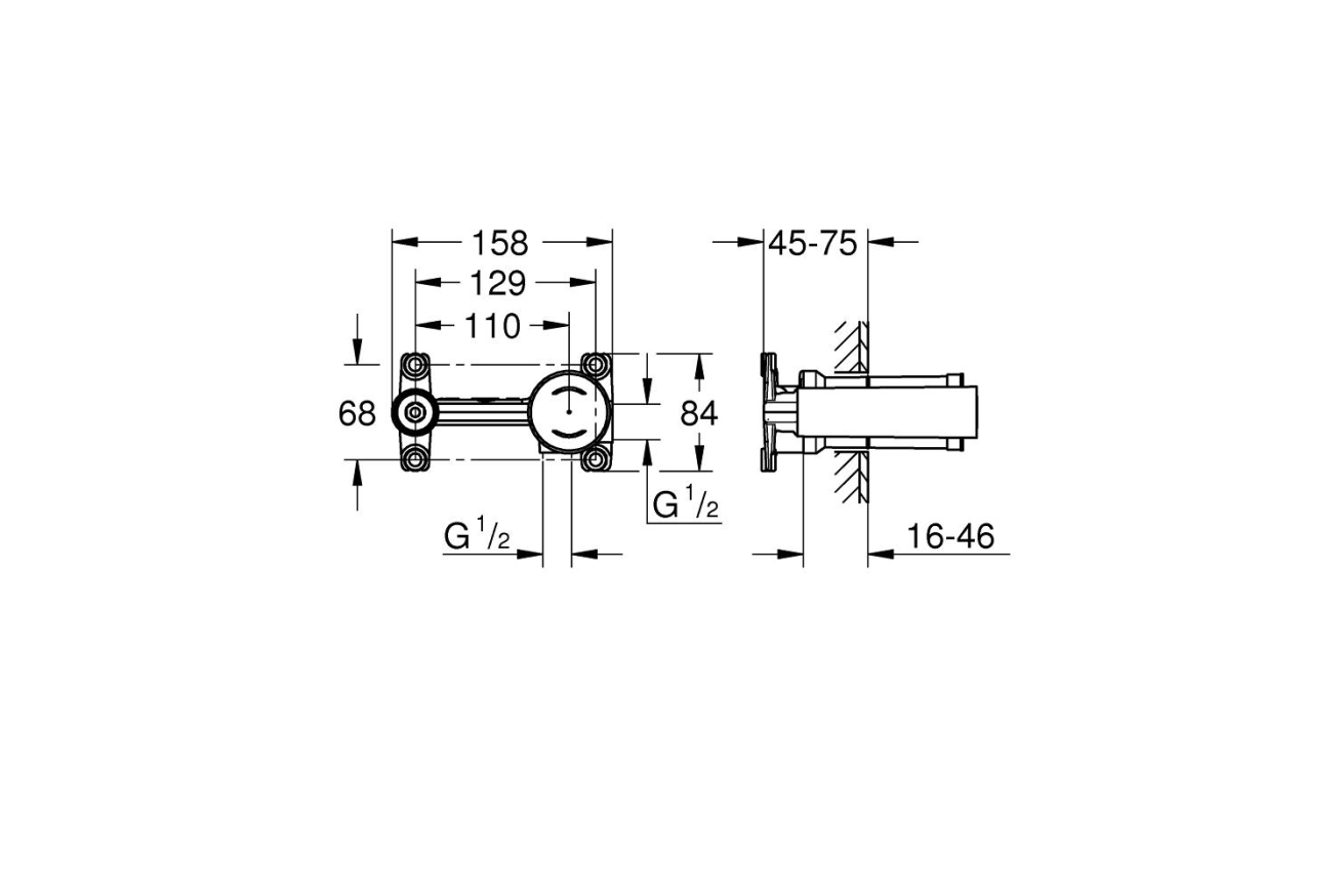 Встраиваемая часть однорычажного смесителя для раковины GROHE Eurostyle на 2 отверстия (23571000)