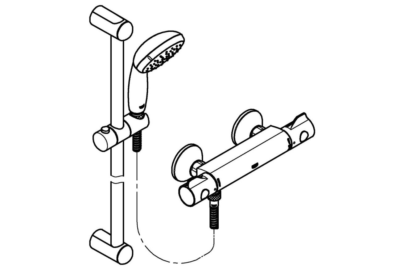 Термостат для душа GROHE Grohtherm 800 с душевым гарнитуром, хром (34565001)