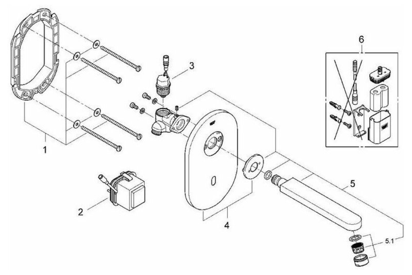 Внешняя часть крана для раковины GROHE Euroeco Cosmopolitan E инфракрасный, без функции смешивания, питание от сети 230V, хром (36273000)
