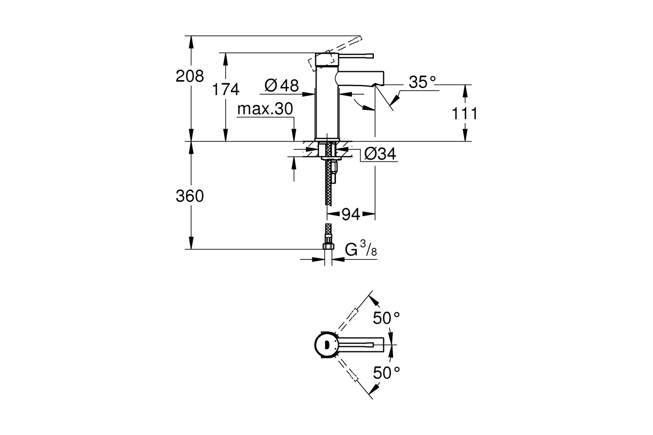 Смеситель для раковины GROHE Essence, S-Size, хром (34813001)