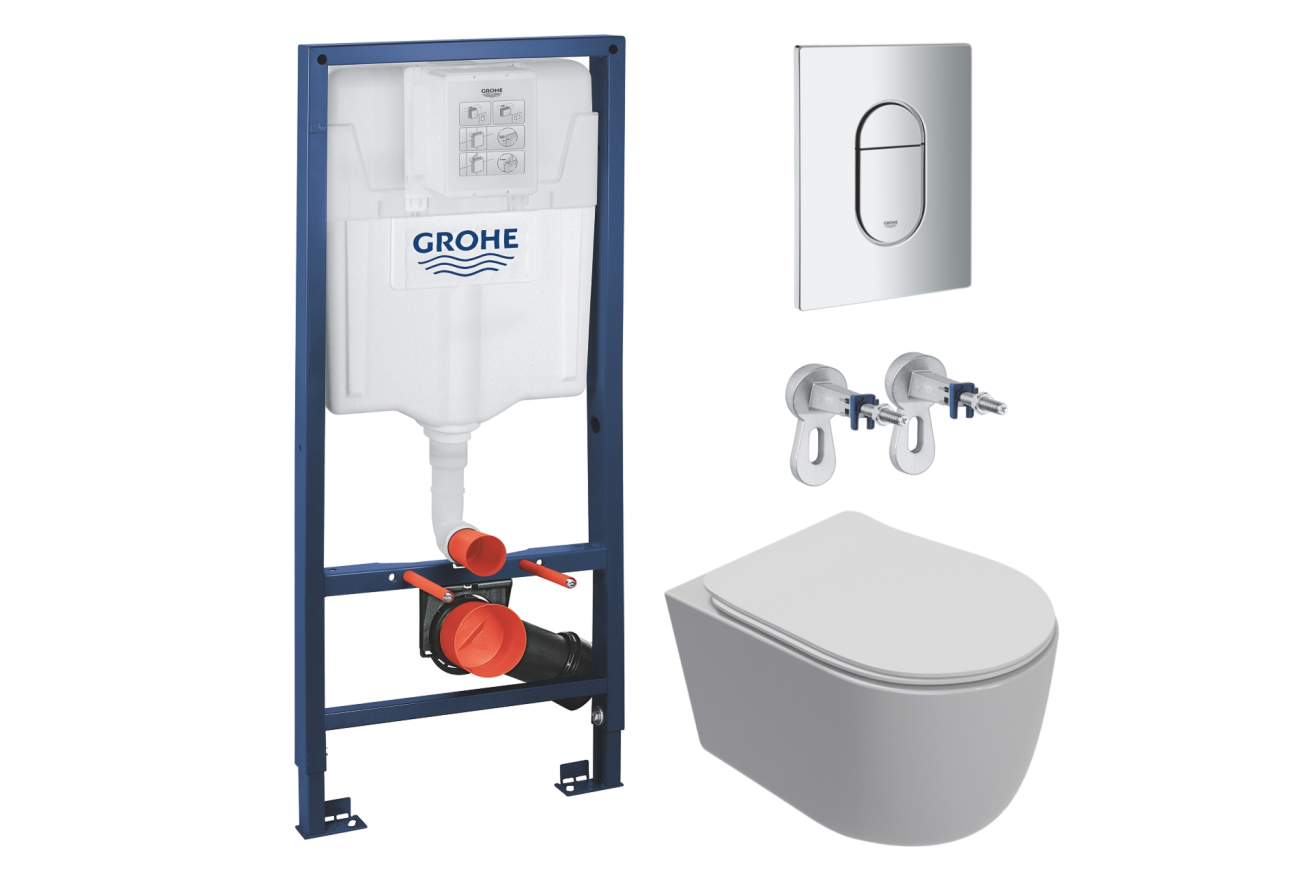 Комплект инсталляции GROHE Rapid SL NW0145/S с унитазом AQUAme AQM2012 и сиденьем с микролифтом, смыв Quiet (NW0279)