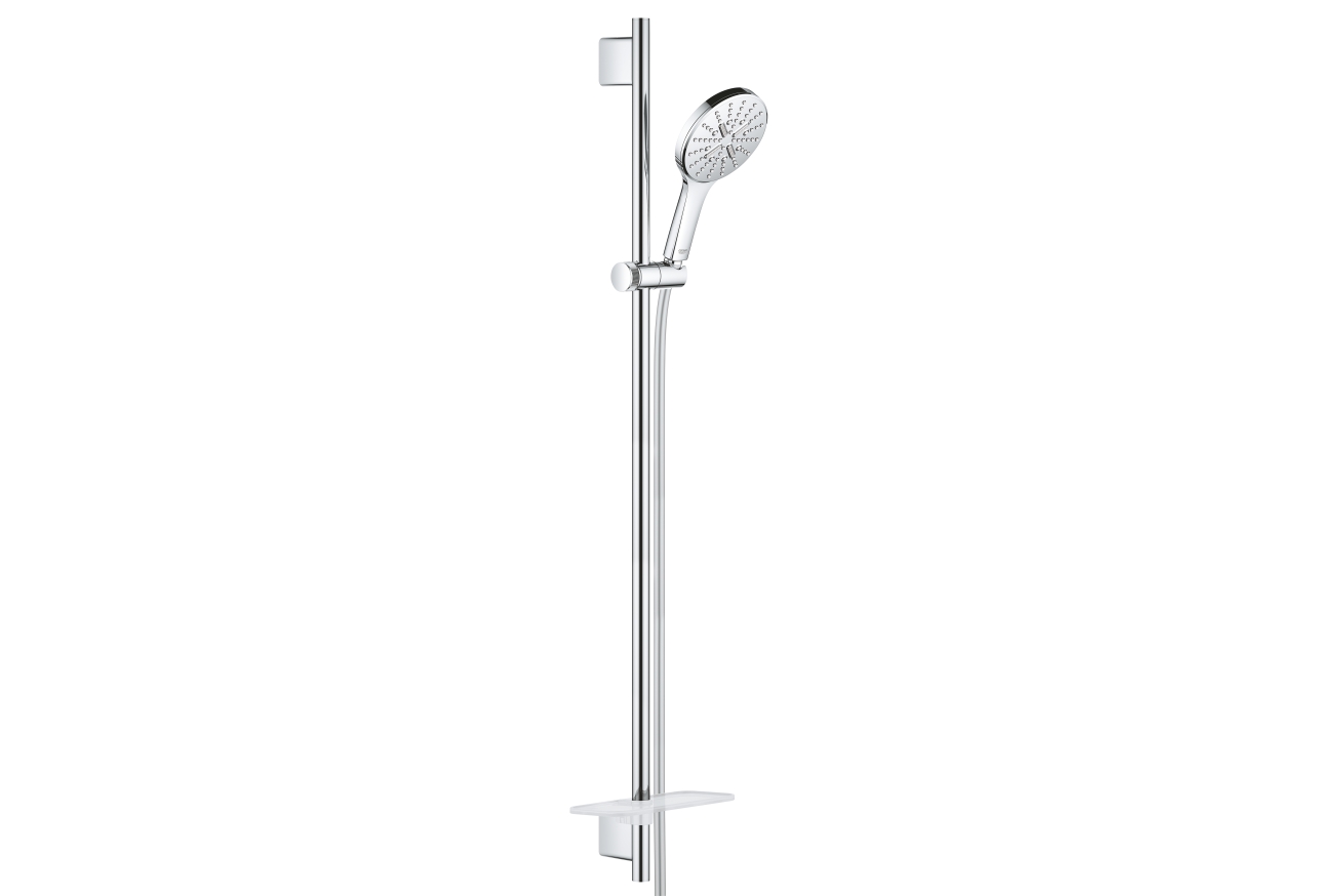 Душевой гарнитур GROHE RainShower SmartActive 130 с мыльницей, 3 режима струи, душевая штанга 900 мм, 9,5 л/мин, хром (26548000)