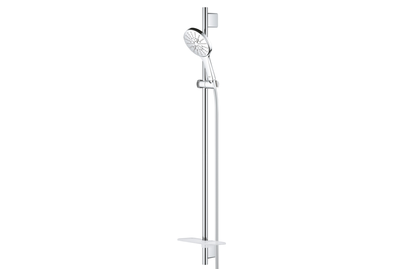 Душевой гарнитур GROHE RainShower SmartActive 130 с мыльницей, 3 режима струи, душевая штанга 900 мм, 9,5 л/мин, хром (26548000)