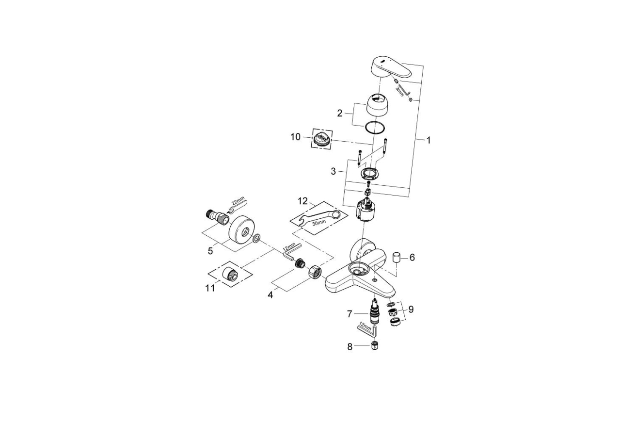 Смеситель для ванны GROHE Eurodisc Cosmopolitan, хром (33390002)